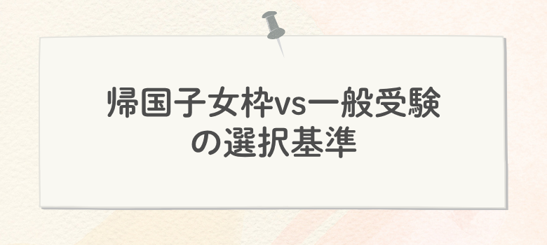 帰国子女枠中学入試